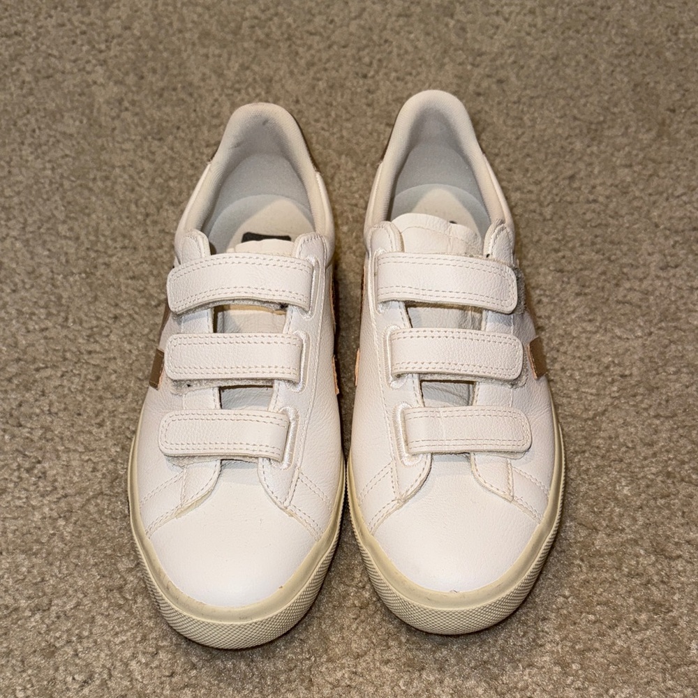 Veja White Velcro Sneakers
